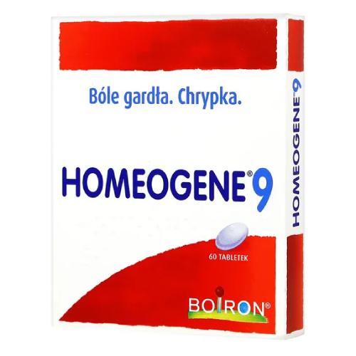 Miniaturka artykułu - BOIRON HOMEOGENE 9 , 60 tab. - Leczenie b&oacute;lu gardła i chrypki