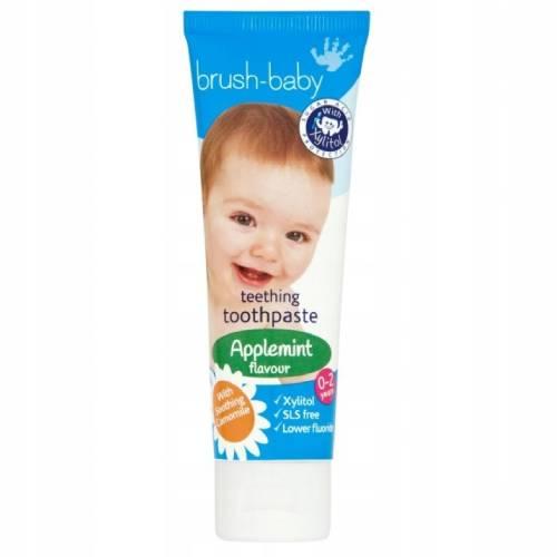 Miniaturka artykułu - BRUSHBABY Pasta do zęb&oacute;w dla dzieci 0-2 lat jabłkowo-miętowa, 50ml