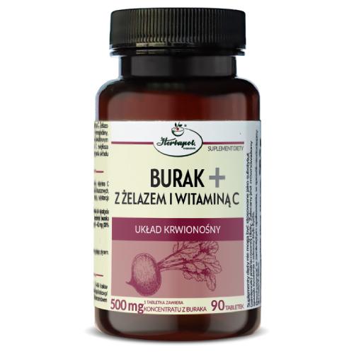 Miniaturka artykułu - Burak+ z żelazem i witaminą C, 90 tabl.