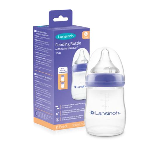 Miniaturka artykułu - LANSINOH Butelka do karmienia ze smoczkiem NaturalWave, 160ml
