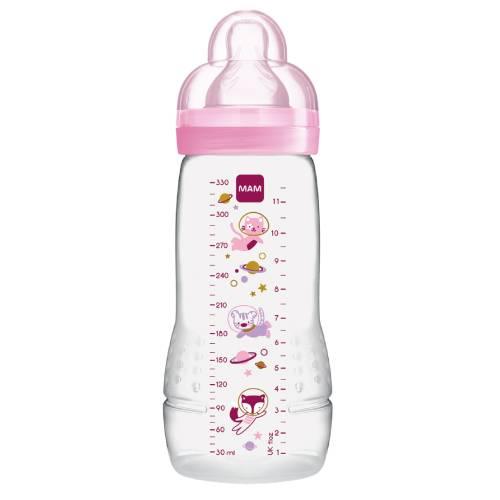 Miniaturka artykułu - Butelka MAM 4m+ PC 330ml EASY ACTIVE R&oacute;żowa