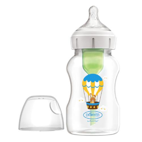 Miniaturka artykułu - Dr Brown's Options+ Butelka antykolkowa z szeroką szyjką 3m+ Królik z balonem, 330ml