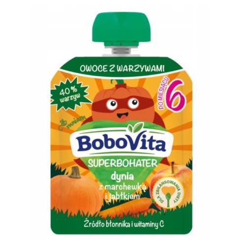 Miniaturka artykułu - BoboVita Superbohater Mus dynia z marchewką i jabłkiem po 6 miesiącu, 80 g