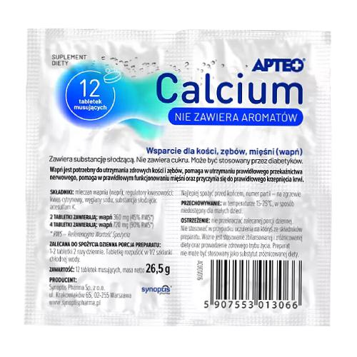 Miniaturka artykułu - APTEO Calcium bezsmakowe, 12 tabletek musujących