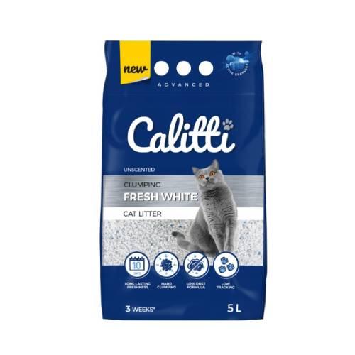 Miniaturka artykułu - Calitti Fresh White Bentonitowy, śnieżnobiały, zbrylający, bezzapachowy żwirek dla kota, 5l