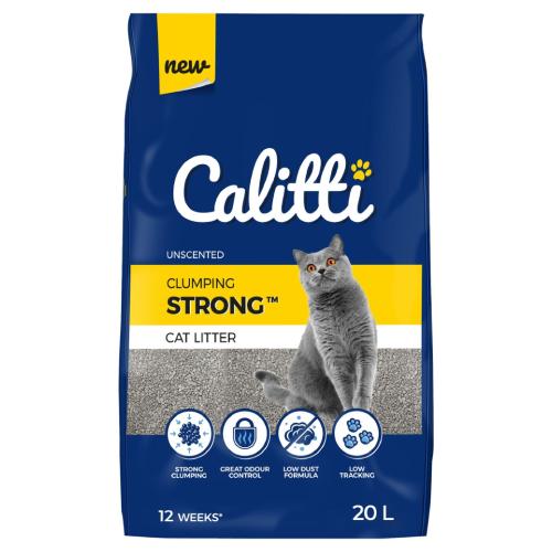 Miniaturka artykułu - Calitti Strong Bentonitowy, mocno zbrylający, bezzapachowy żwirek dla kota, 20l