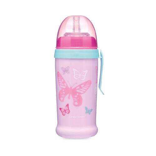 Miniaturka artykułu - CANPOL BABIES Bidon niekapek BUTTERFLY r&oacute;żowy 12m+ 350ml 56/515