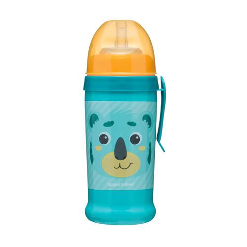 Miniaturka artykułu - CANPOL BABIES Bidon niekapek z rurką HELLO LITTLE 12m+ 350ml koala turkusowy 56/510