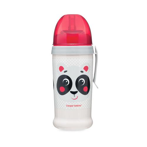 Miniaturka artykułu - CANPOL BABIES Bidon niekapek z rurką HELLO LITTLE 12m+ 350ml panda beżowy 56/510