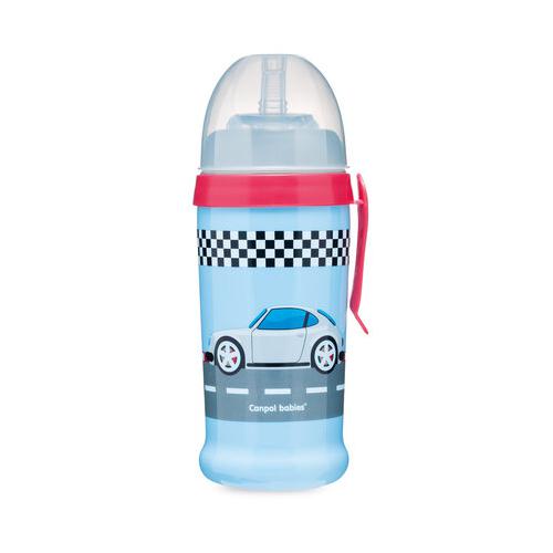 Miniaturka artykułu - CANPOL BABIES Bidon niekapek z rurką silikonową Racing 350ml samochody 56/516