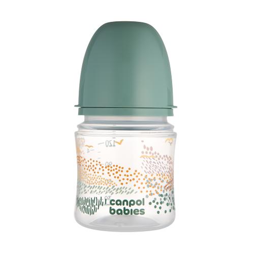 Miniaturka artykułu - CANPOL BABIES Butelka antykolkowa EasyStart Mountains 0m+ 120ml green 35/242