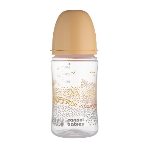 Miniaturka artykułu - CANPOL BABIES Butelka antykolkowa EasyStart Mountains 3m+ 240ml beige 35/243