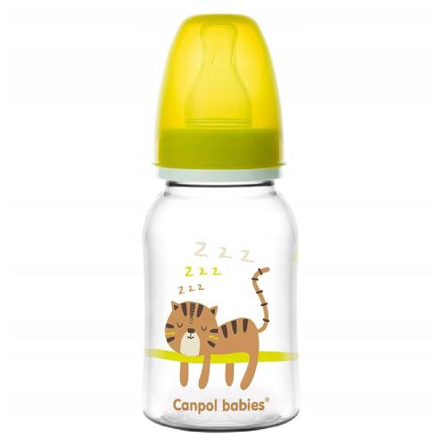 Miniaturka artykułu - CANPOL BABIES Butelka dla niemowląt 0m+ ż&oacute;łty kot 120ml 59/100