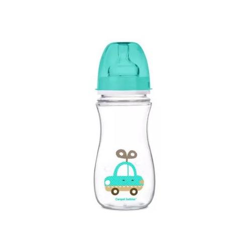 Miniaturka artykułu - CANPOL BABIES Butelka szeroka antykolkowa EasyStart niebieska, samoch&oacute;d 12m+ 300ml  35/204