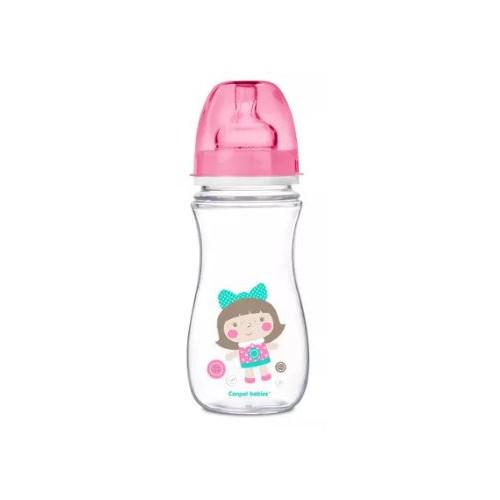 Miniaturka artykułu - CANPOL BABIES Butelka szeroka antykolkowa EasyStart r&oacute;żowa 12m+ 300ml 35/204
