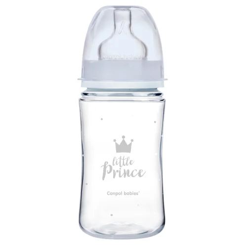 Miniaturka artykułu - CANPOL BABIES butelka szeroka antykolkowa PP EasyStart ROYAL BABY niebieska, 240ml 35/234