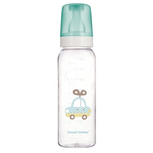 Miniaturka artykułu - CANPOL BABIES Butelka szklana niebieska Samoch&oacute;d 12m+, 240ml 42/201