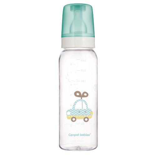 Miniaturka artykułu - CANPOL BABIES Butelka szklana zielony samoch&oacute;d 12m+, 240ml 42/201