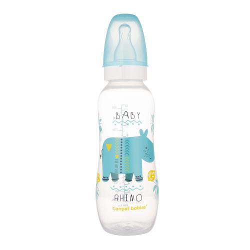Miniaturka artykułu - CANPOL BABIES Butelka wąska niebieski nosorożec 12m+ 59/205 330ml