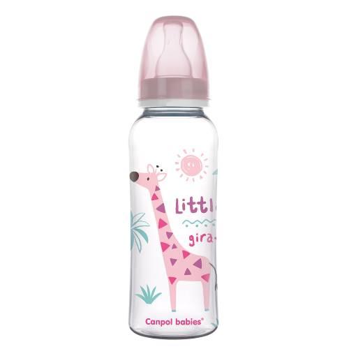 Miniaturka artykułu - CANPOL BABIES Little giraffe Butelka wąska r&oacute;żowa 12m+, 330ml 