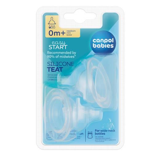 Miniaturka artykułu - CANPOL BABIES EasyStart Smoczki silikon mini szybki do butelki szerokiej 21/729, 2 sztuki
