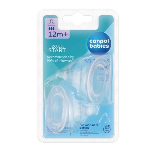 Miniaturka artykułu - CANPOL BABIES EasyStart Smoczki silikon szybki do butelki szerokootworowej, 2 sztuki 21/732