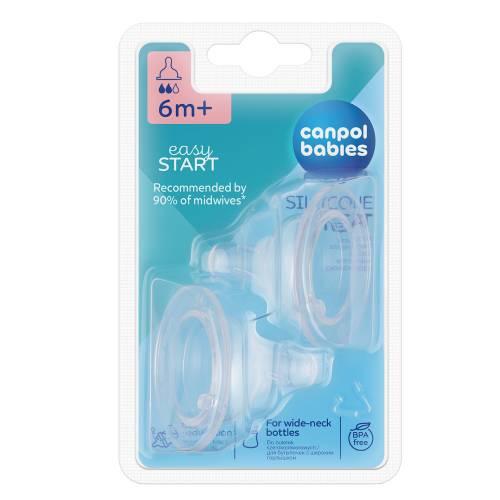 Miniaturka artykułu -  CANPOL BABIES EasyStart Smoczki silikonowe średni do butelki szerokiej 21/731, 2 sztuki