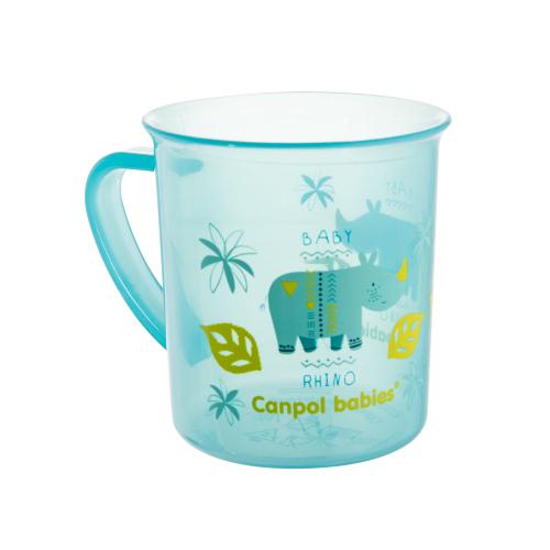 Miniaturka artykułu - CANPOL BABIES Kubek klasyczny Africa Niebieski nosorożec 4/408 170ml, 1szt.