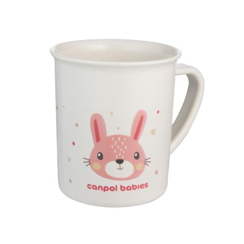 Miniaturka artykułu - CANPOL BABIES Kubek plastikowy z uchem CUTE ANIMALS Kr&oacute;lik 4/413, 170ml
