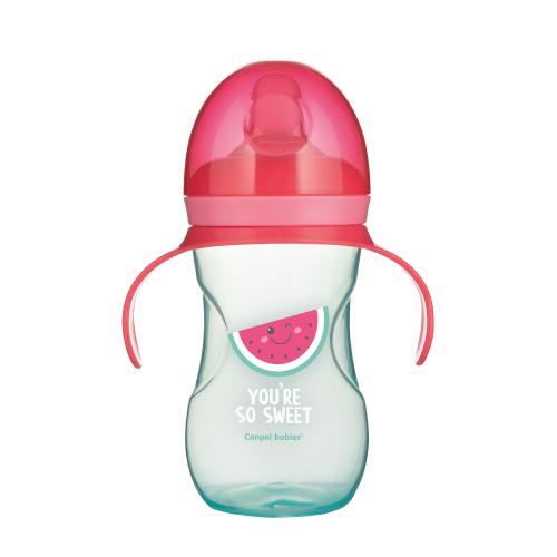 Miniaturka artykułu - CANPOL BABIES Kubek treningowy ustnik silikonowy So Cool r&oacute;żowy arbuz, 270ml 57/304