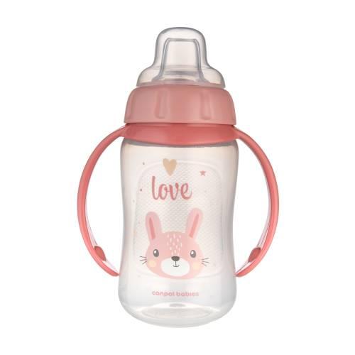 Miniaturka artykułu - CANPOL BABIES Kubek treningowy z miękkim ustnikiem CUTE ANIMALS r&oacute;żowy 6m+ 320ml 56/512