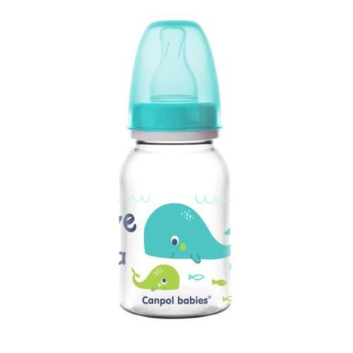 Miniaturka artykułu - CANPOL BABIES LOVE & SEA Butelka wąska 0m+ - turkusowa, 120ml