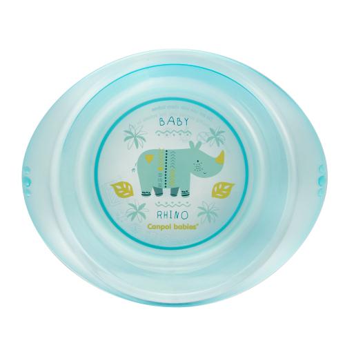 Miniaturka artykułu - CANPOL BABIES Miseczka plastikowa Africa 4/407 Niebieski nosorożec, 1szt.