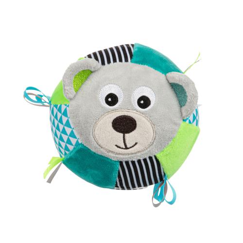 Miniaturka artykułu - CANPOL BABIES Pluszowa piłka sensoryczna z dzwoneczkiem Bears szara 68/074