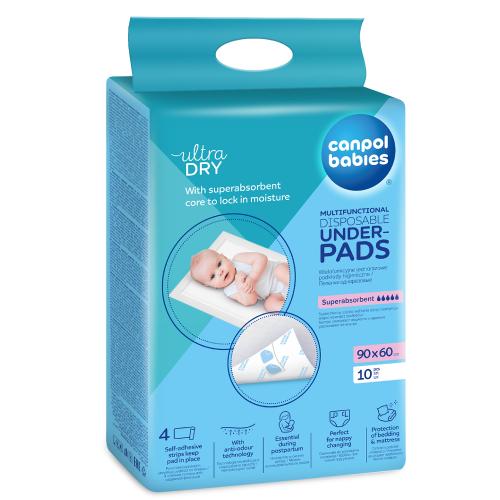 Miniaturka artykułu - CANPOL BABIES Podkłady jednorazowe 90/60, 10 sztuk (VAT 23%)