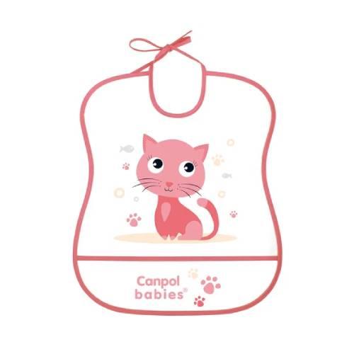 Miniaturka artykułu - Canpol Babies Śliniak zmywalny miękki Cute animals Kotek 2/919