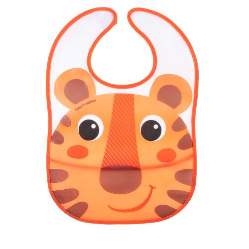 Miniaturka artykułu - CANPOL BABIES Śliniak zmywalny z kieszonką Hello Little pomarańczowy tygrys 9/232