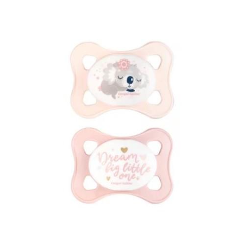 Miniaturka artykułu - CANPOL BABIES Smoczek uspokajający silikonowy symetryczny 0-2m Mini 23/910, 2szt. Girl