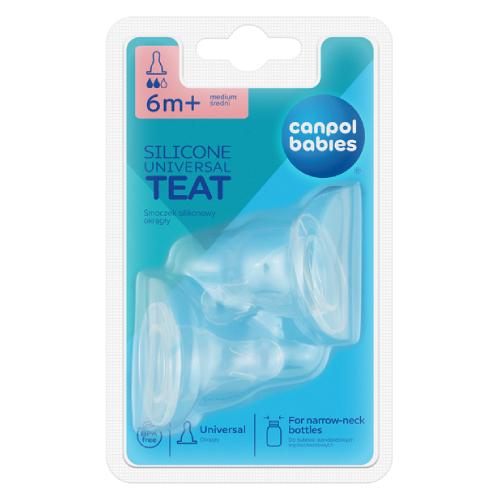Miniaturka artykułu -  CANPOL BABIES Smoczek silikonowy okrągły średni kaszka 6m+, 2 sztuki 18/116