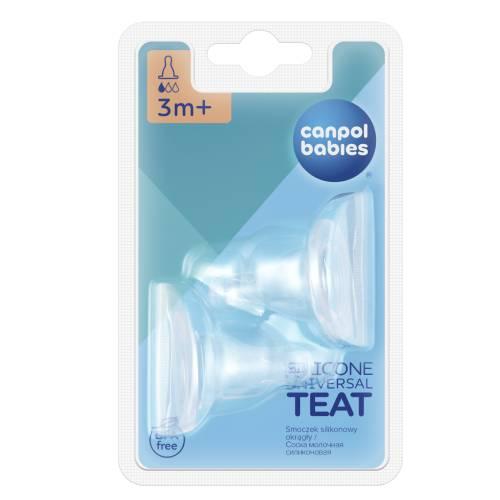 Miniaturka artykułu - CANPOL BABIES Smoczek silikonowy okrągły wolny 3m+, 2 sztuki 18/115