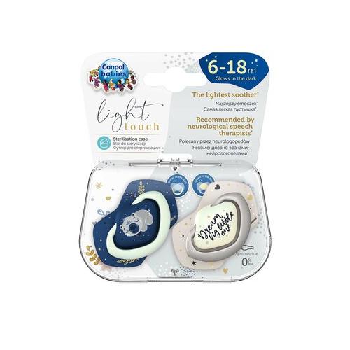 Miniaturka artykułu - CANPOL BABIES Smoczek silikonowy symetryczny 6-18m SLEEPY KOALA niebieski, 2szt. 22/659