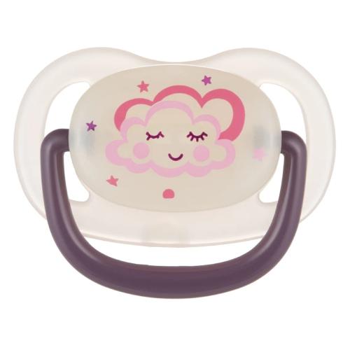Miniaturka artykułu - Canpol Babies Smoczek uspokajający silikonowy 6-18m anatomiczny Night Dreams r&oacute;żowy