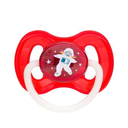 Miniaturka artykułu - CANPOL BABIES Smoczek uspokajający kauczukowy okrągły 0-6 m kosmiczny czerwony  23/221