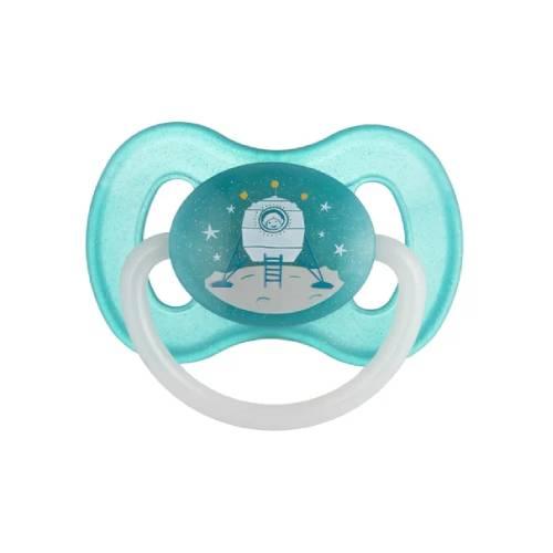 Miniaturka artykułu - Canpol Babies Space Smoczek uspokajający kauczukowy okrągły Niebieski 6-18 m
