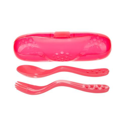 Miniaturka artykułu - CANPOL BABIES Zestaw sztućc&oacute;w w etui 74/019 czerwony