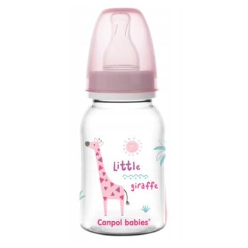 Miniaturka artykułu - CANPOL BABIES Butelka wąska 120ml Africa R&oacute;żowa żyrafa 0m+ 59/100