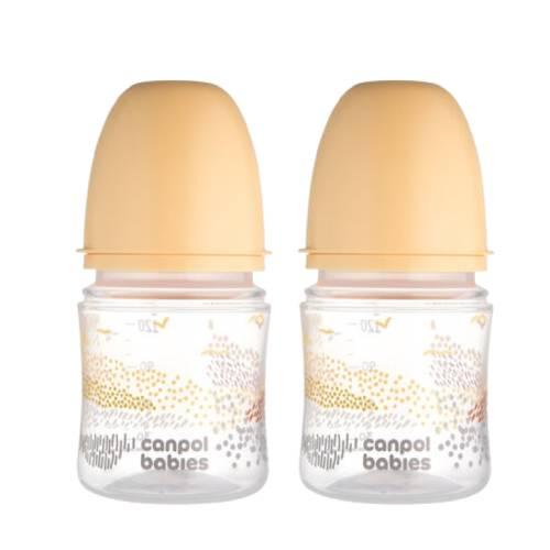 Miniaturka artykułu - CANPOL BABIES Butelki dla niemowląt Mountains ze smoczkiem 0m+, 2szt. x 120ml