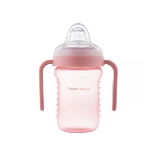 Miniaturka artykułu - CANPOL Kubek niekapek 9m+ 220 ml 56/605 r&oacute;żowy