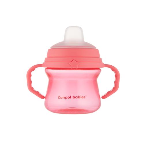 Miniaturka artykułu - CANPOL BABIES Kubek niekapek z silikonowym ustnikiem FirstCup 150ml, r&oacute;żowy 56/614