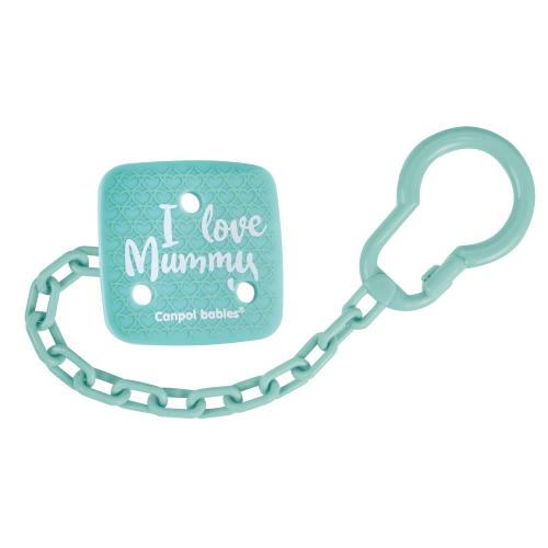 Miniaturka artykułu - CANPOL BABIES Łańcuszek do smoczka I Love Mummy zielony